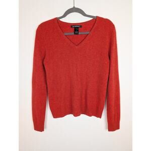 Avellini Cashmere Sweater V Neck Knit Soft Minimalist Cozy Winter Orange Size M